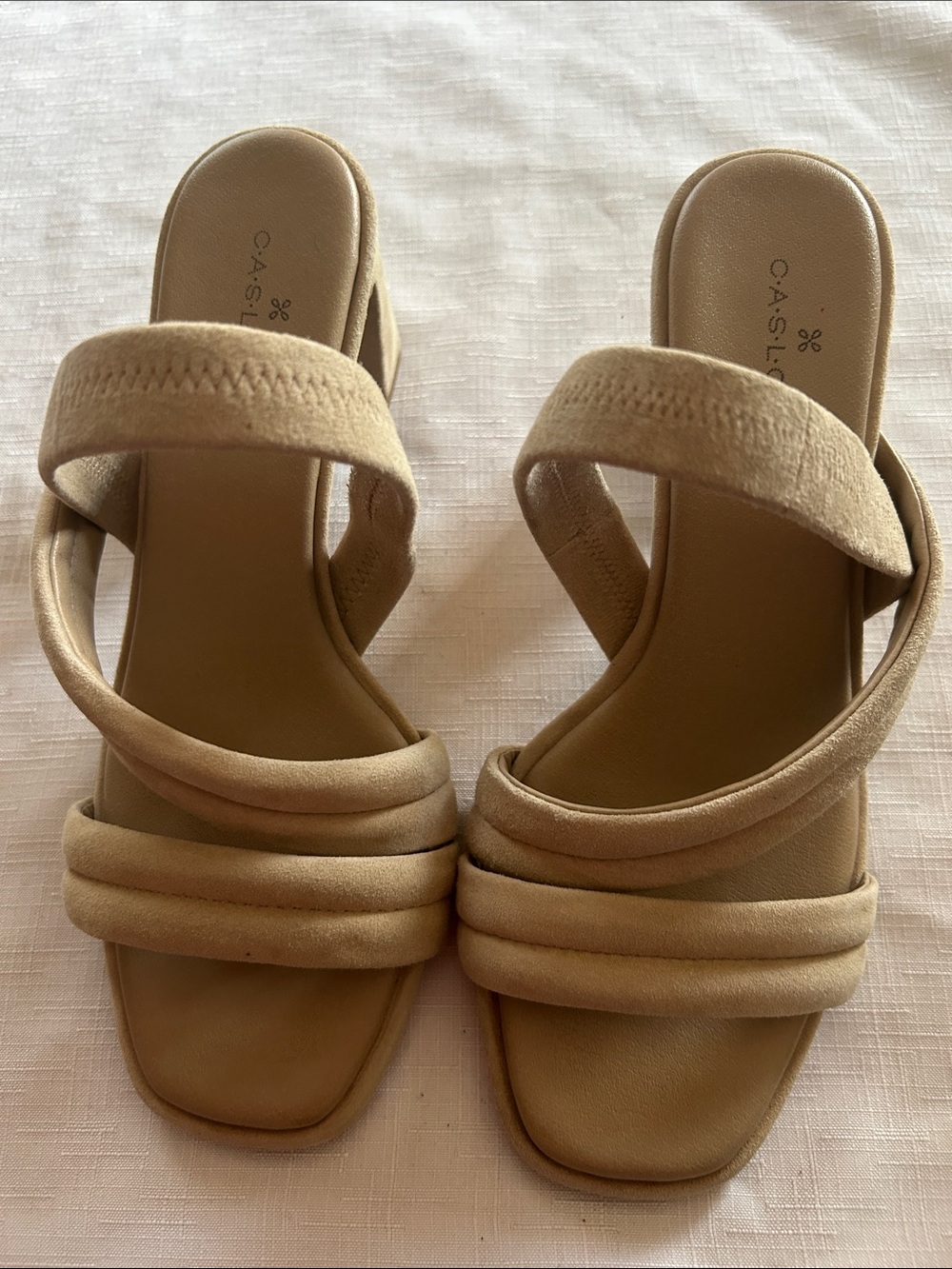 Caslon Beige Padded Double-Strap Slide Sandals